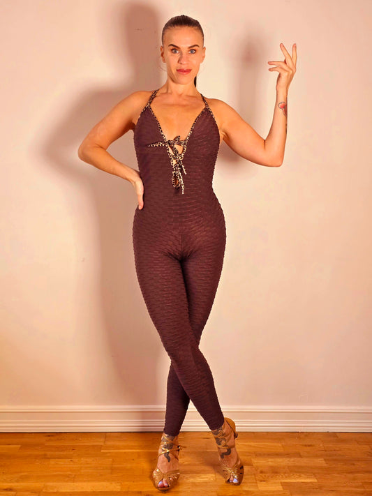 Bodysuit elegant brun med knyting