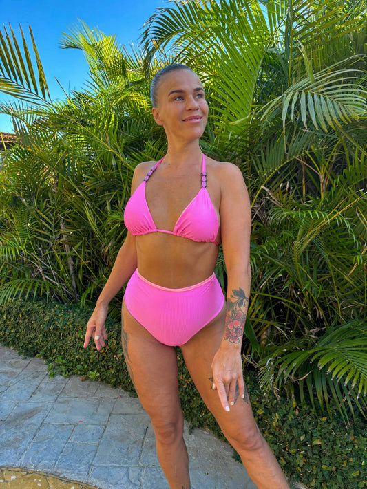 Bikini med sten-detaljer lys rosa
