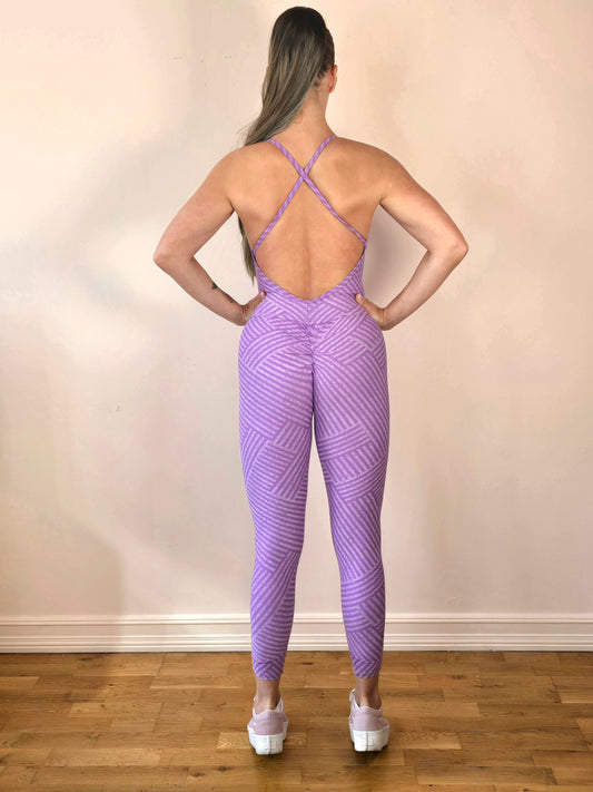 Bodysuit lang striper lilla